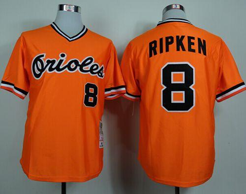 Mitchell and Ness 1982 Orioles #8 Cal Ripken Orange Throwback Stitched MLB Jersey - Click Image to Close